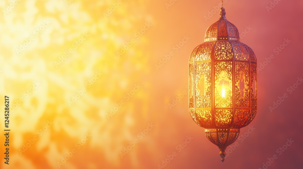 Ornate Ramadan Lantern with Mystical Glow Ornate Ramadan Lantern with Mystical Glow