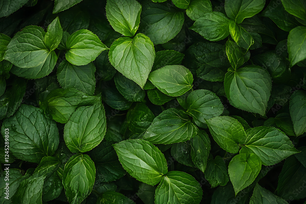 Lush green leaves create vibrant and fresh background, perfect for nature themes Lush green leaves create vibrant and fresh background, perfect for nature themes