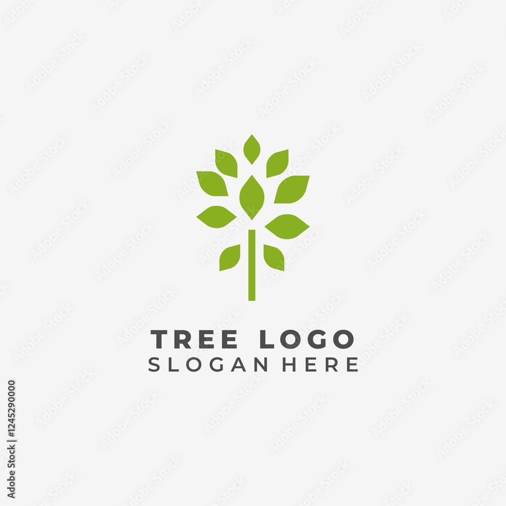 Green tree logo with a touch of futuristic style Green tree logo with a touch of futuristic style