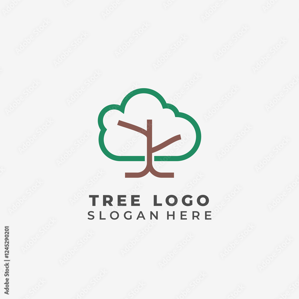 Obraz premium Elegant lineart style tree logo design reflects growth
