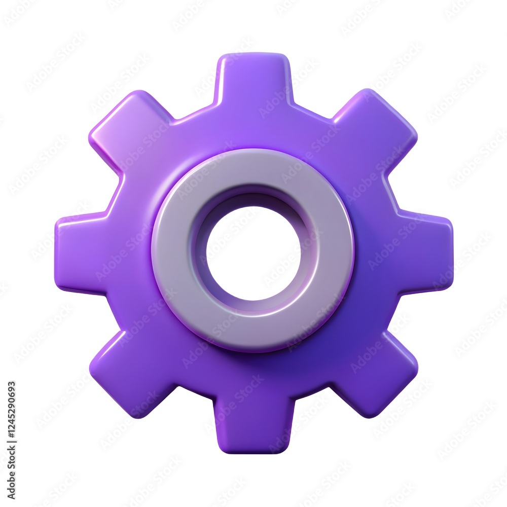 3D render setting icon on white background 3D render setting icon on white background