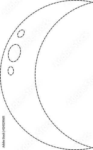 Crescent moon coloring tracing vector
