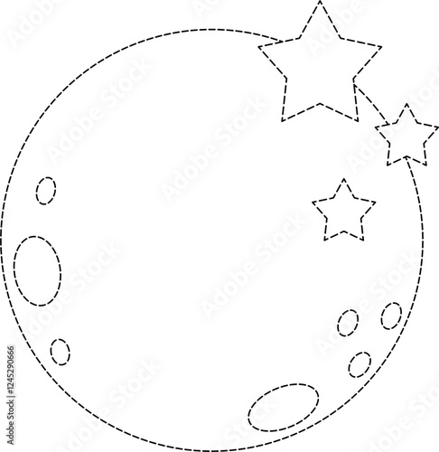 Moon with stars coloring tracing vector