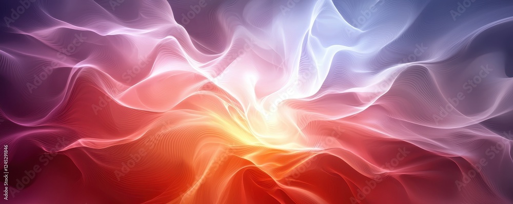 Fototapeta premium A vibrant abstract image showcasing flowing waves of color, blending shades of red, blue, and white in a dynamic, ethereal composition.