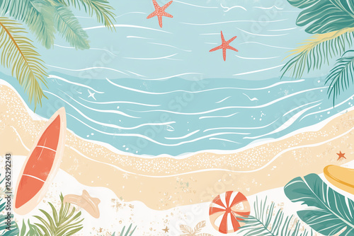 vector illustration of a tropical beach