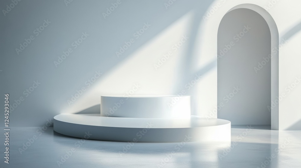 Obraz premium Modern Minimalist White Architecture Display Podium