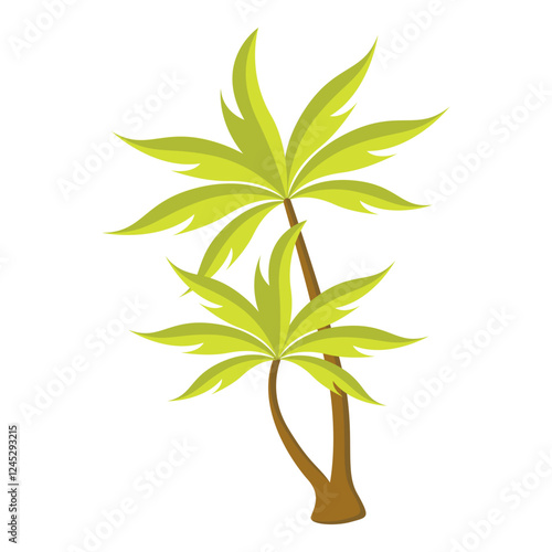 Beach Palm Tree with Simple Cartoon Design Concept. Vector Illustration.