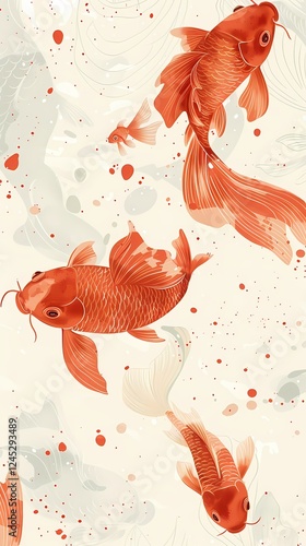 Traditional silk goldfish pattern illustration poster background