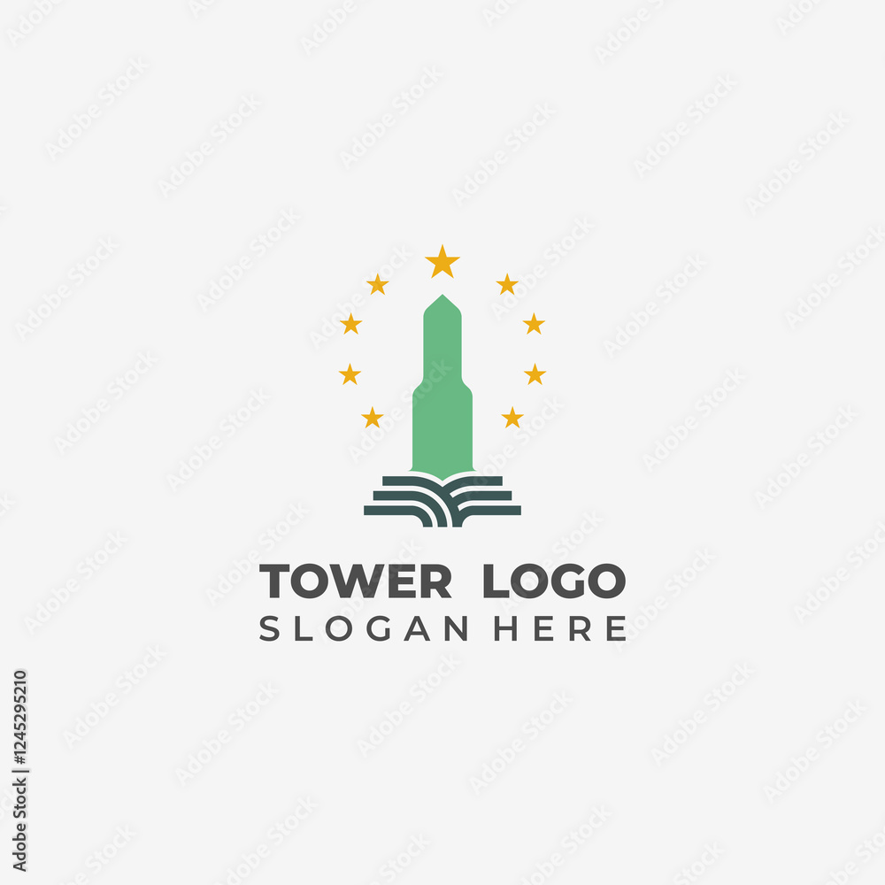 Islamic Tower Vector Design with 9 Stars Traditional Inspiration Islamic Tower Vector Design with 9 Stars Traditional Inspiration