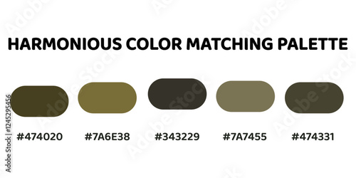 Harmonious color palette. steel blue, dark olive green, taupe, charcoal, light steel blue. This palette creates a cohesive and natural look, perfect for nature-inspired designs. 156.