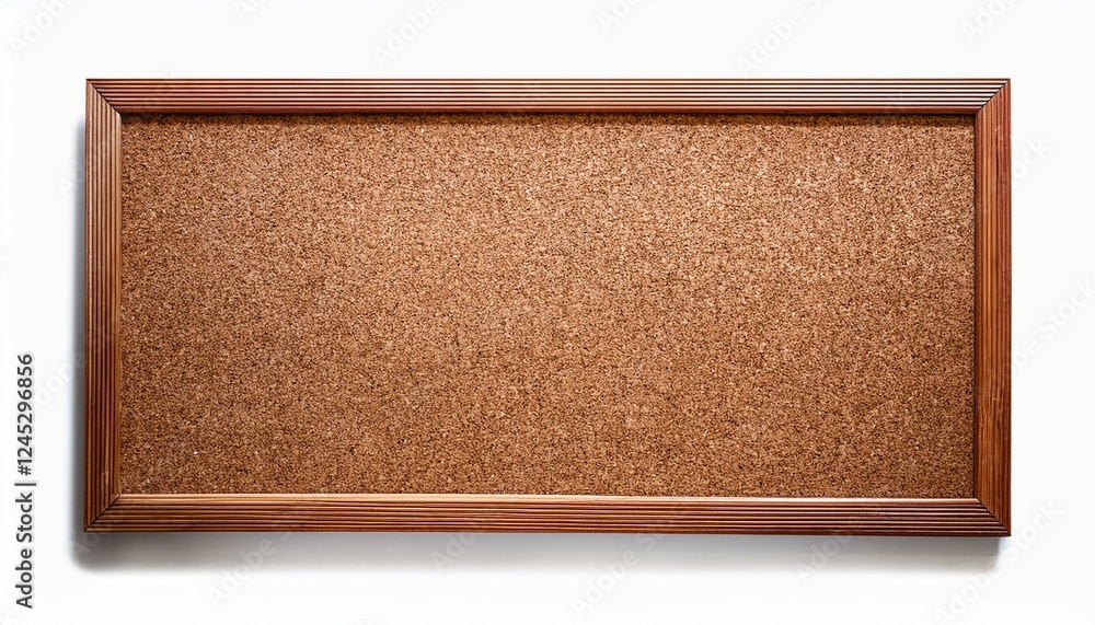 Fototapeta premium Empty cork board. Rectangular Cork Bulletin Board With Wooden Frame. The Board Is Displayed Against A White background.
