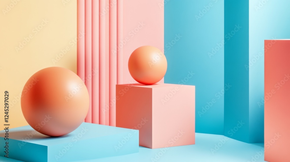 Vibrant Pastel Geometric Shapes Composition for Product Display Vibrant Pastel Geometric Shapes Composition for Product Display