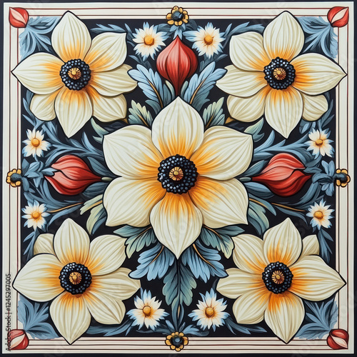 Wallpaper Mural decorative pattern in the style of folk or traditional ornament.  Torontodigital.ca