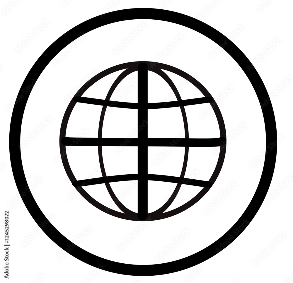 global or internet icon in a black circle global or internet icon in a black circle