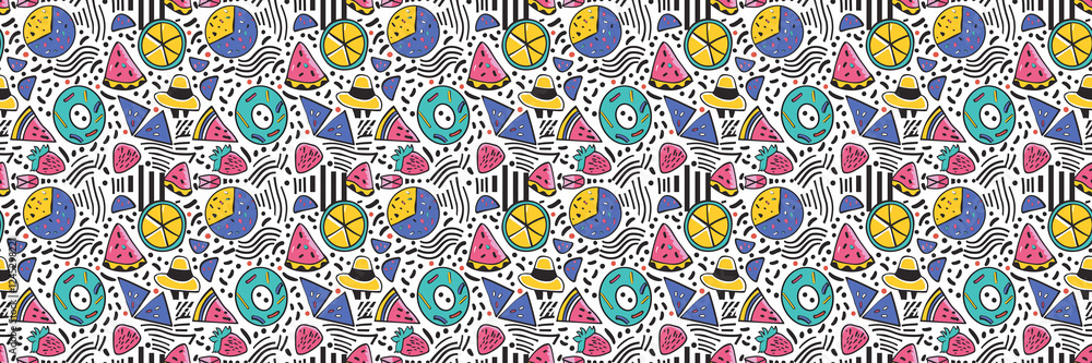 Seamless pattern with geometric shapes in the style. Multicolored vintage background with triangles, circles and squares for textile, fabric and Sudanese fabric art. Seamless pattern with geometric shapes in the style. Multicolored vintage background with triangles, circles and squares for textile, fabric and Sudanese fabric art.