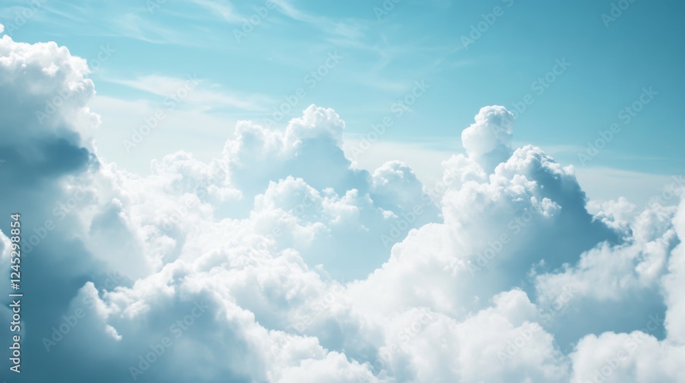 Fototapeta premium Majestic Clouds Against a Vibrant Sky: A Serene Aerial View