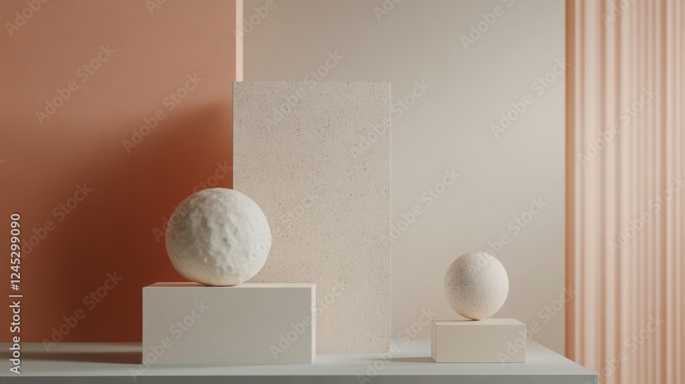 Minimalist Geometric Display with Neutral Tones Minimalist Geometric Display with Neutral Tones