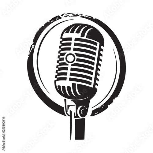 Microphone Logo Vector. Karaoke Logo Vector Illustration Stock Illustration 
