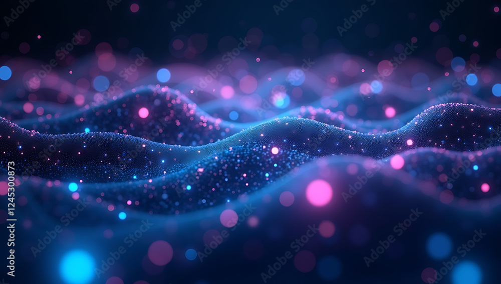 Obraz premium An AI-powered abstract neural network visualization with glowing data nodes interconnected in a web of deep learning computation.