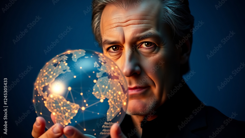 Naklejka premium man with globe