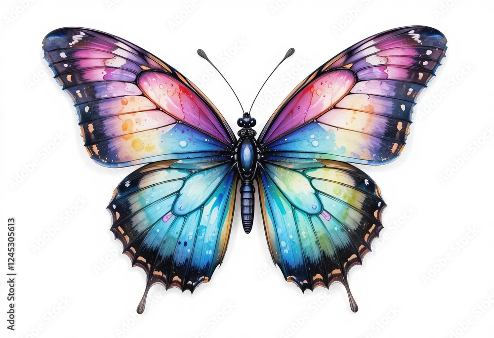 A watercolor painting of a butterfly on a white background A watercolor painting of a butterfly on a white background