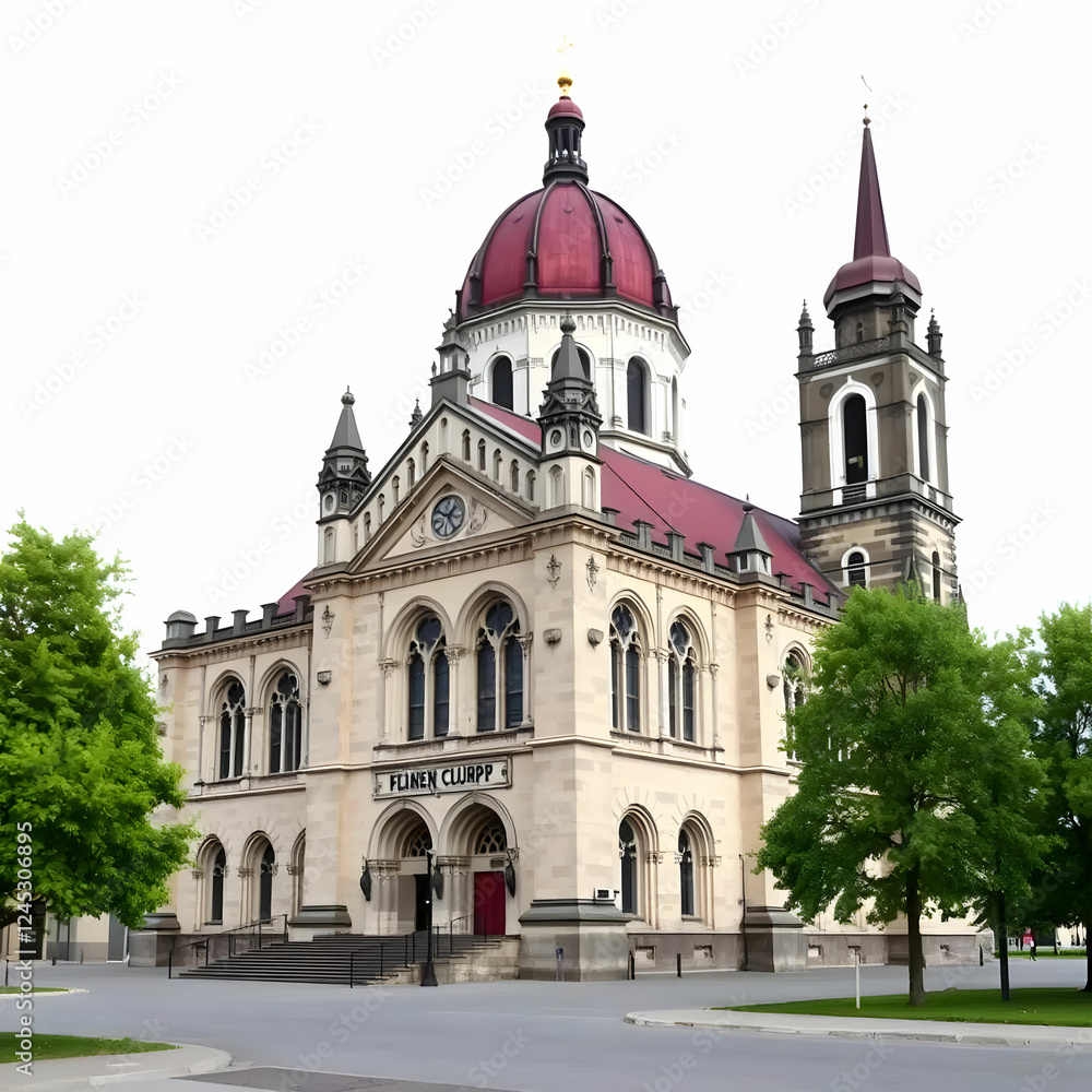 Naklejka premium Frauenkirche Lutheran church in Dresden Germany isolated on the white background