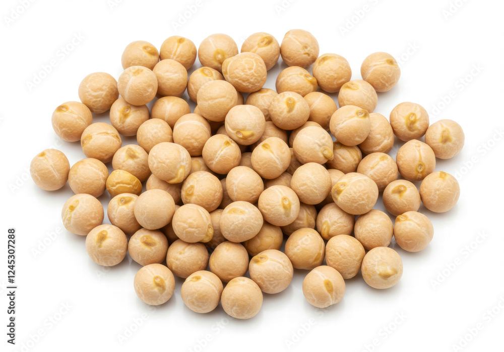 Close-Up Top View of Dried Chickpeas Isolated on White Emphasizing Their Smooth Texture and Earthy Tone Close-Up Top View of Dried Chickpeas Isolated on White Emphasizing Their Smooth Texture and Earthy Tone