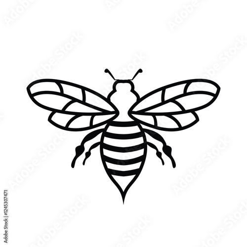 simple bee minimalist logo black and white