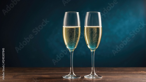 1. **Christmas Celebration Banner: Champagne Glasses, Bokeh Lights, and Festive Sparkles**