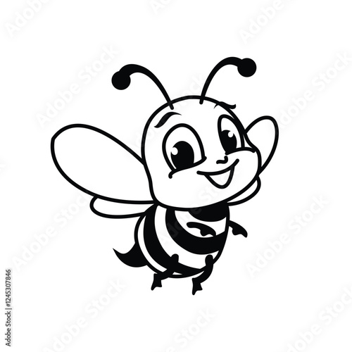 Cute Bee Flying Cartoon Vector Icon Illustration. Animal Nature Icon Concept Isolated Premium Vector
