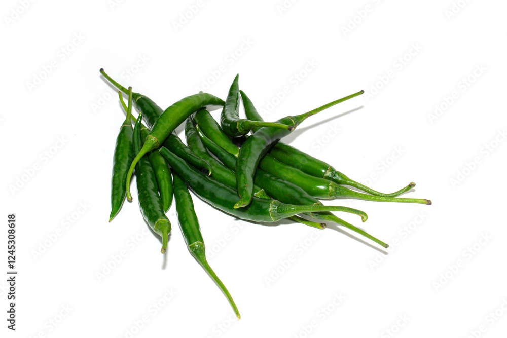 Long-size Green chilli with various angles. Long-size Green chilli with various angles.