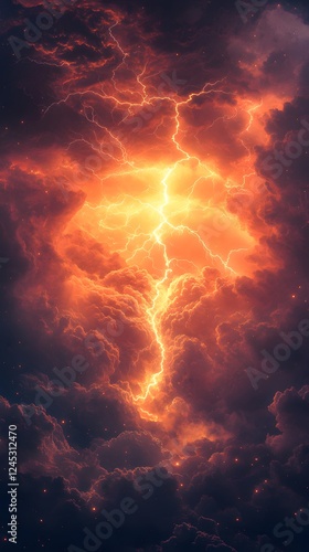 Wallpaper Mural dragon absorbing energy from a storm as lightning crackles around it. Torontodigital.ca