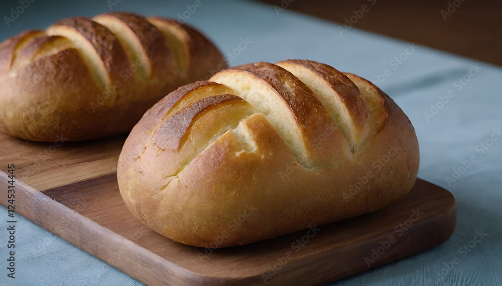 loaf of potato bread on a wooden board loaf of potato bread on a wooden board