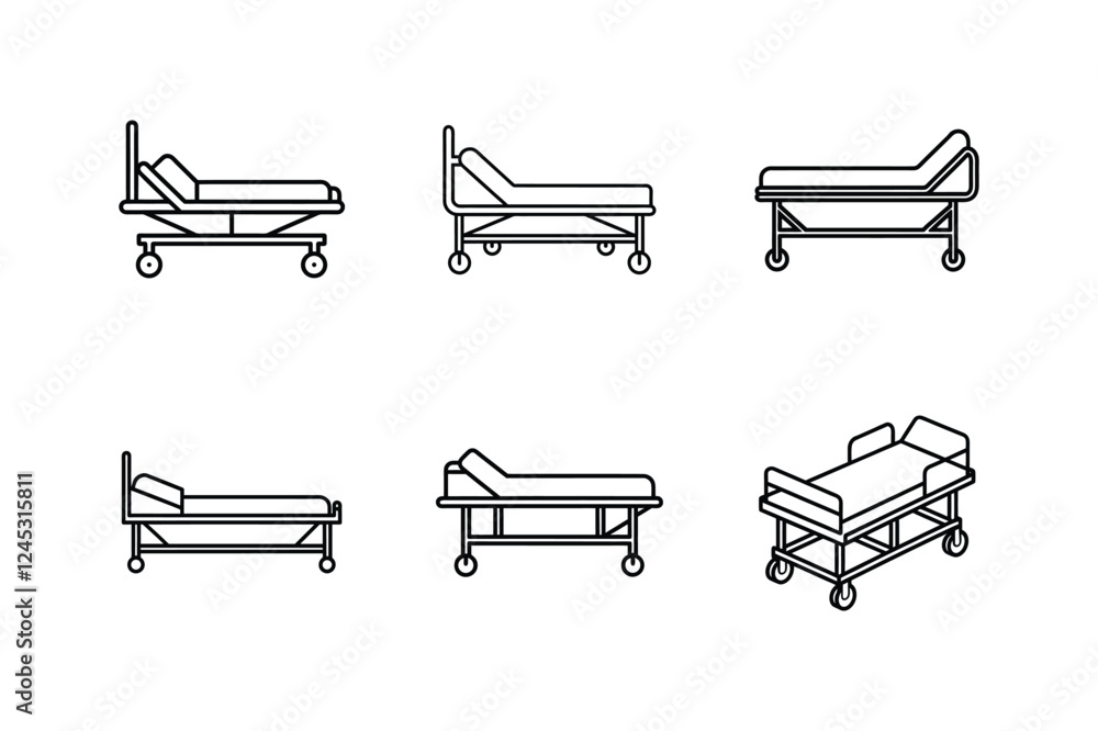 hospital bed icon line art vector illustration hospital bed icon line art vector illustration