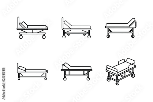 hospital bed icon line art vector illustration