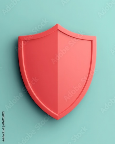 Free Download Stylish red shield shape on a mint green background, symbolizing protection and security in a modern design. - GFXLoad