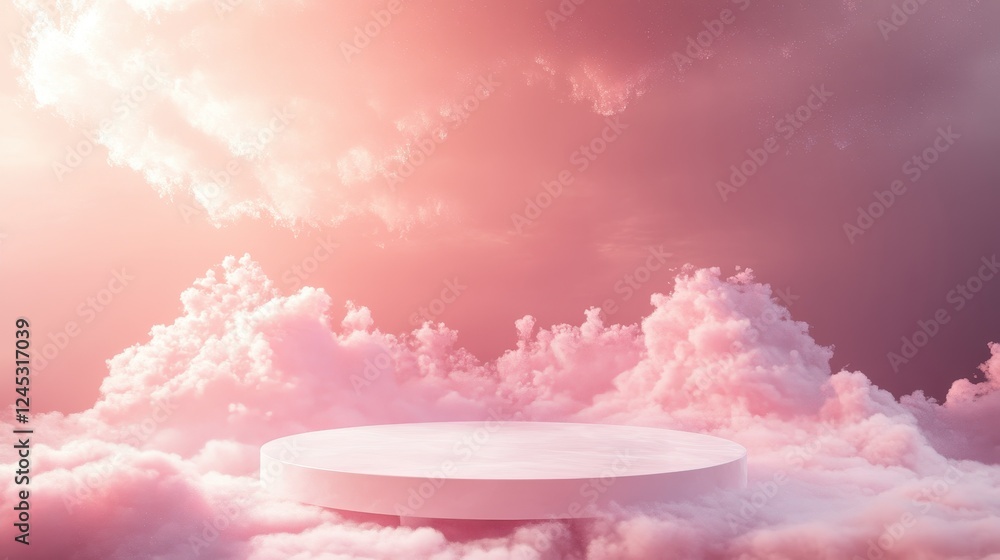 3D white cylindrical podium with cloud on sky,cotton candy and fluffy product display background,exhibition gallery display,Product presentation realistic podium,platform,space for text. 3D white cylindrical podium with cloud on sky,cotton candy and fluffy product display background,exhibition gallery display,Product presentation realistic podium,platform,space for text.
