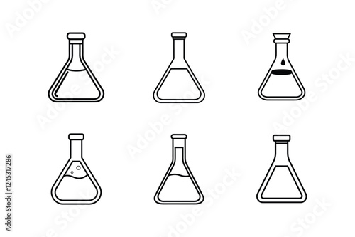 lab flask icon line art vector illustration