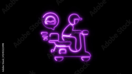 Wallpaper Mural Glowing Neon Food Delivery Icon Isolated, HD Motion Graphic Representing Fast Service, Restaurant, and Delivery Torontodigital.ca