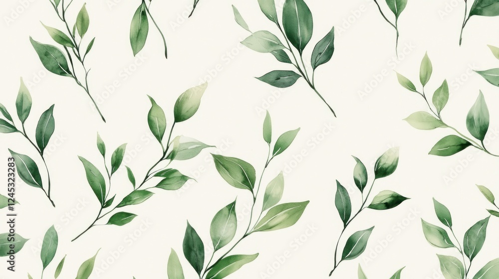 Elegant Watercolor Greenery Seamless Pattern Elegant Watercolor Greenery Seamless Pattern