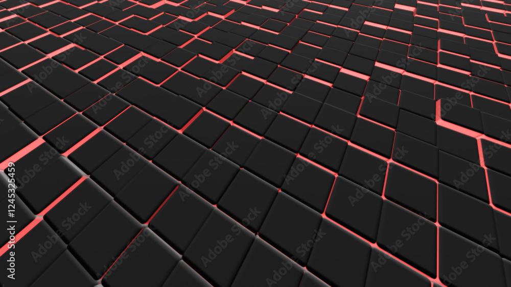 Fototapeta premium 3D black and red cubes background