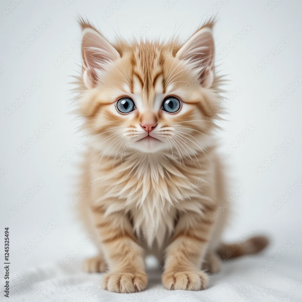 Adorable Fluffy Kitten with Striking Blue Eyes Adorable Fluffy Kitten with Striking Blue Eyes