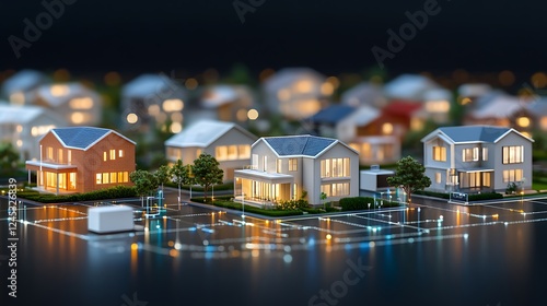 Illuminated Smart Home Neighborhood Model with Digital Infrastructure Overlay
