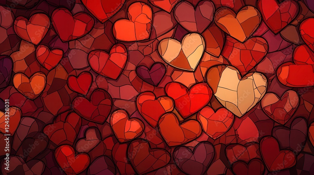 Abstract Red and Orange Heart Background Pattern Abstract Red and Orange Heart Background Pattern