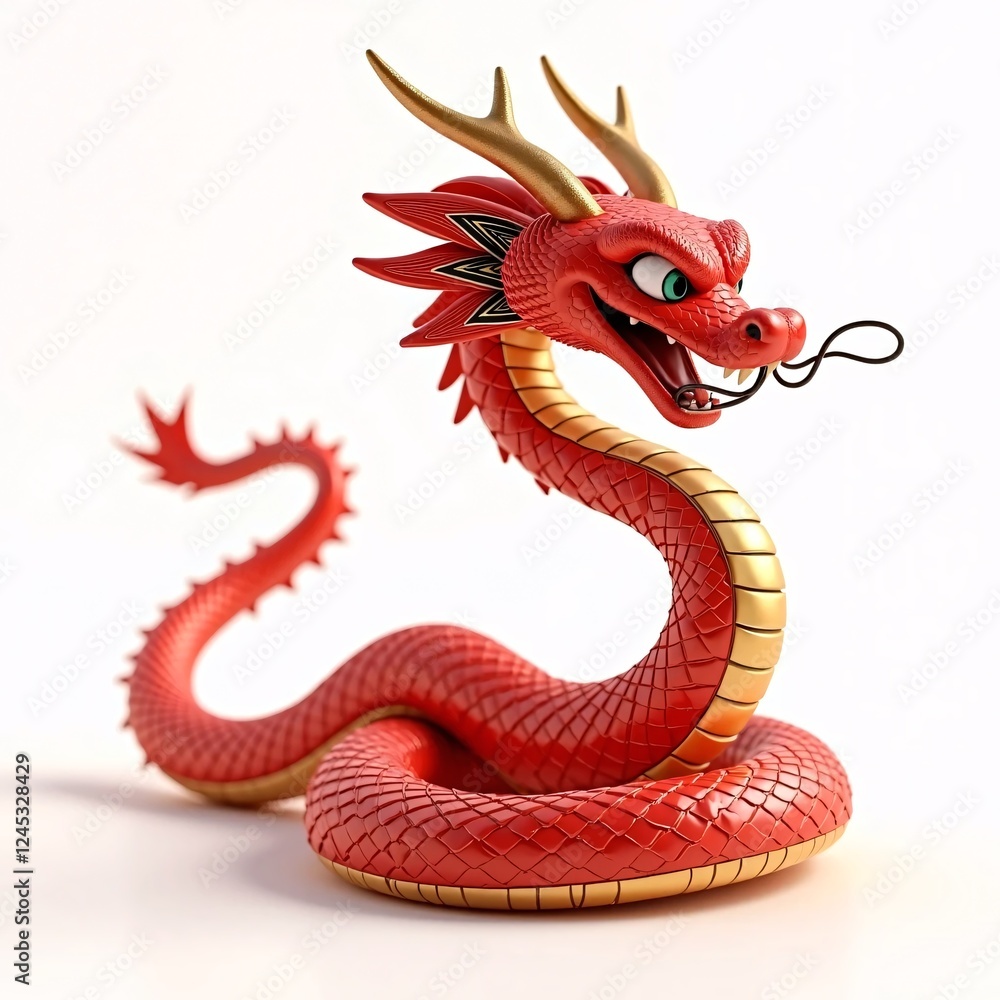 Obraz premium 3D Red Snake for Chinese New Year Isolated on White