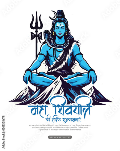 Happy Maha Shivratri Lord Shiva with Har Har Mahadeva Social Media Post template banner