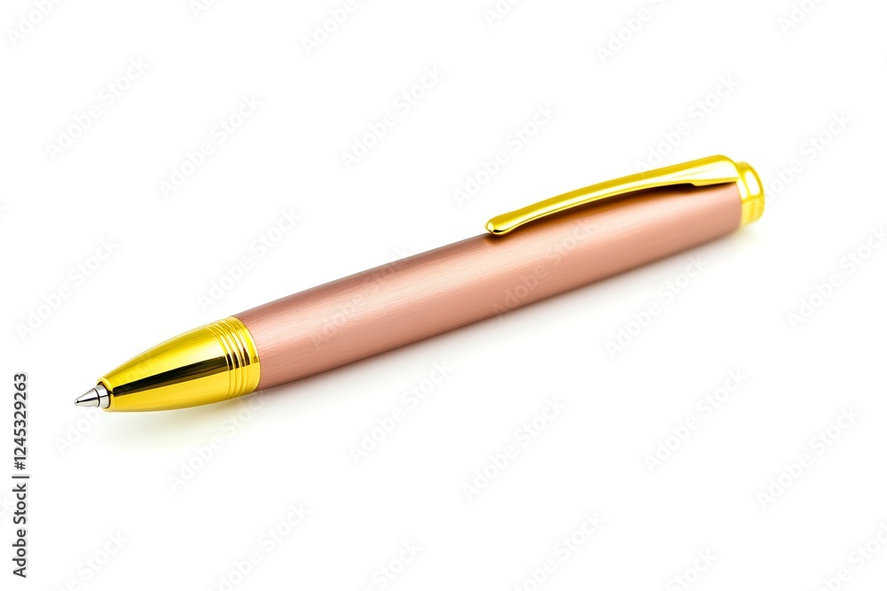 Elegant Rose Gold and Gold Ballpoint Pen on White Background Elegant Rose Gold and Gold Ballpoint Pen on White Background
