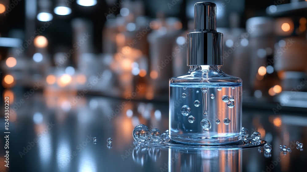 Serum bottle, lab setting, product photography, cosmetic Serum bottle, lab setting, product photography, cosmetic
