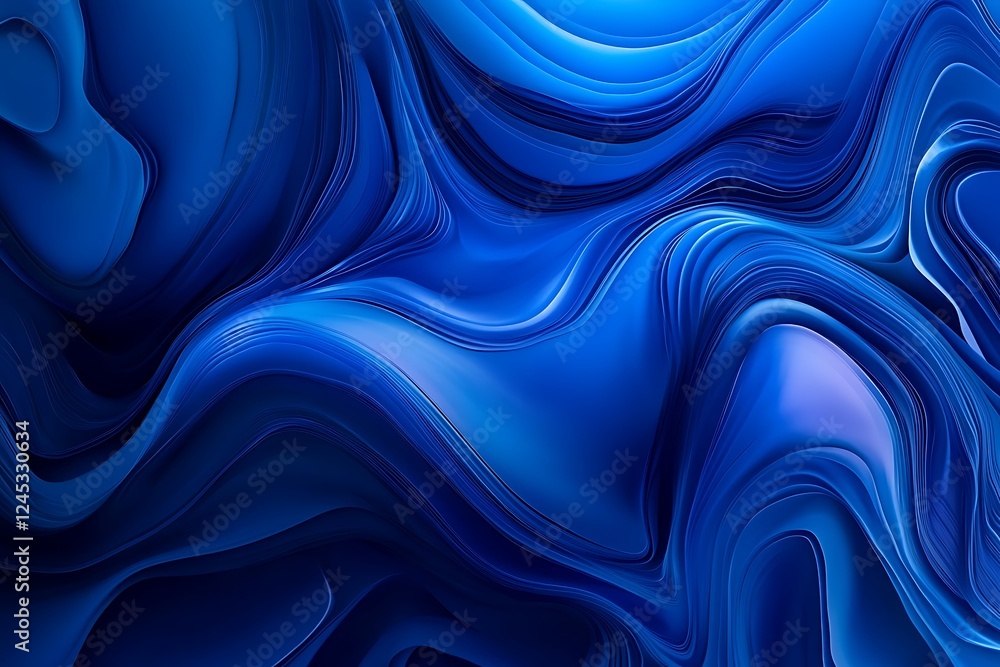 Obraz premium Abstract blue background with wavy lines.