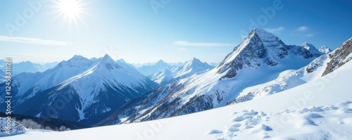 Wallpaper Mural Snowy mountainous terrain stretches towards the sky, mountain, winter, landscape Torontodigital.ca